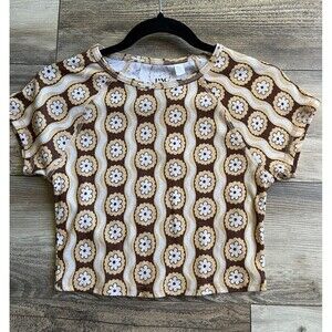 Pacsun Pac Cares Women's Crop Top Cream Brown Floral Print Size Medium